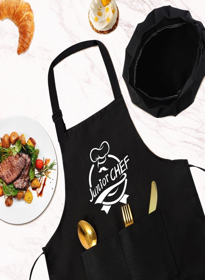 YFDFFSDCY Kids Apron and Chef Hat Set, “Junior CHEF” Adjustable Funny Apron Child Kitchen Apron Cooking Baking Painting with 2 Pockets for Boys and Girls - Image 3